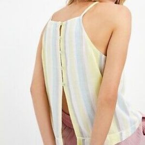 Anthropologie Cloth & Stone Button-Back Camisole Top Pastel Stripes